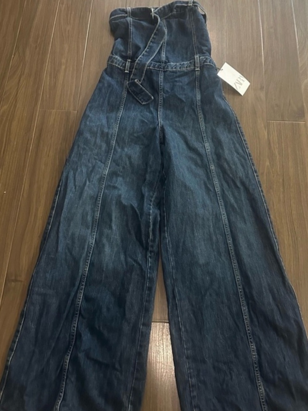 Zara Dark Indigo Strapless Denim Jumpsuit - Picture 4 of 8